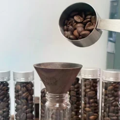 Solo Single Dose Bean Cellar With Wooden Display Rack And Funnel -Coffee Machine Shop GlassTubes3