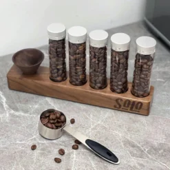 Solo Single Dose Bean Cellar With Wooden Display Rack And Funnel