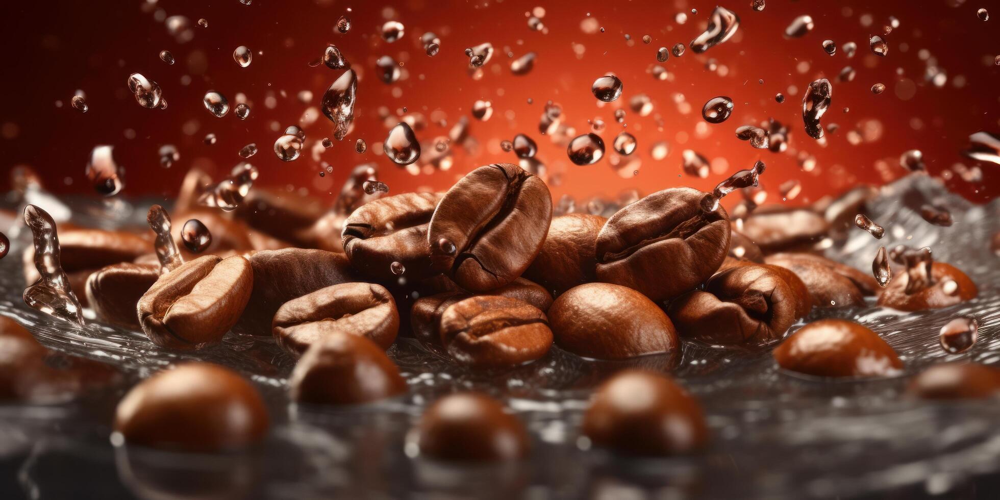 Coffee Machine Shop -Coffee Machine Shop coffee beans with water splash background generative ai free photo